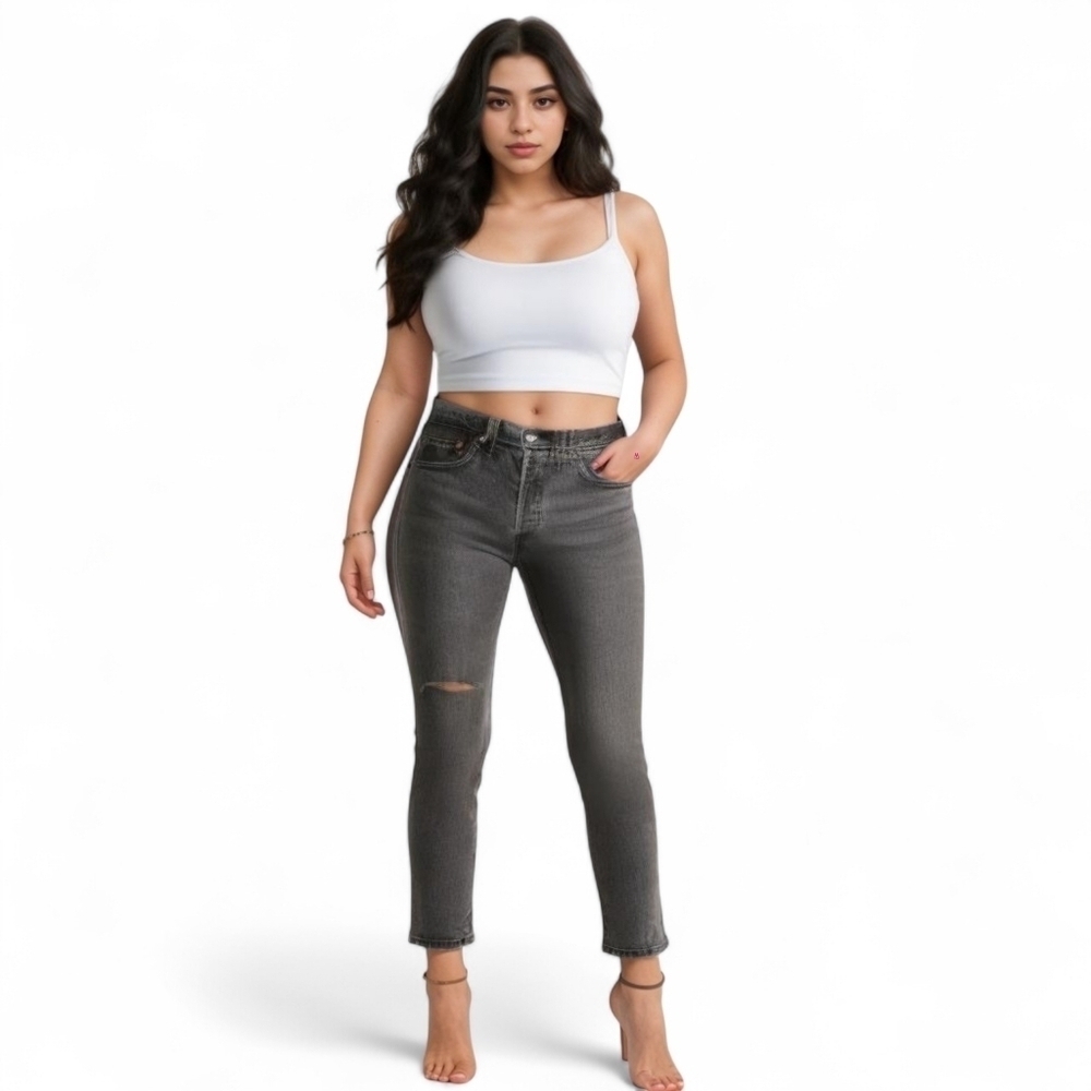 NWT LEVI'S 501 High Waist Ripped Knee Skinny Jeans | Button Fly | Edgy |Size 32